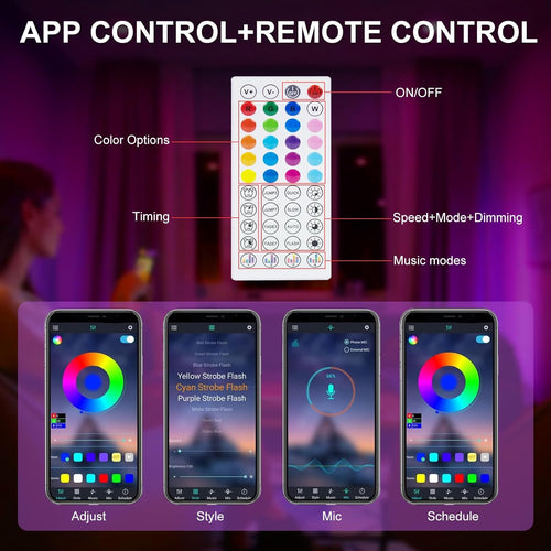 LED Strip 3m, USB RGB Streifen Mit App Fernbedienung, Music Sync Steuerbar Timer Einstellung, Band Selbstklebend Beleuchtung Lichter Verstellbare Helligkeiten Farbwechsel Für Tv/Schlafzimmer/Party