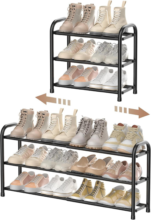 Schuhregal ausziehbar, 3 Ebenen, Metall