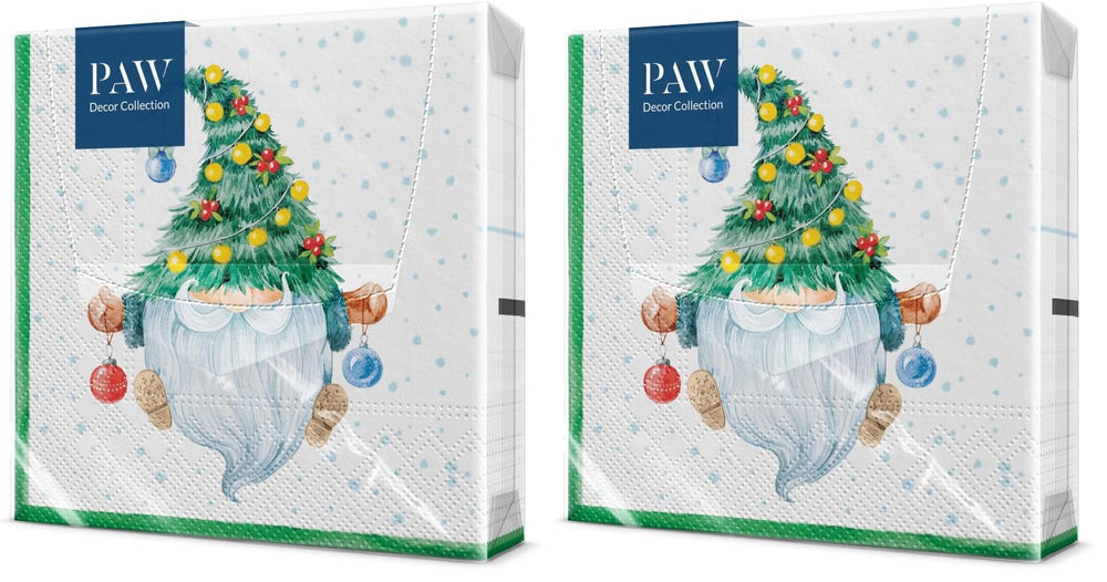 PAW Servietten 33 x 33 cm, 20 Stück - Weihnachtsschneeflocken Hellrot