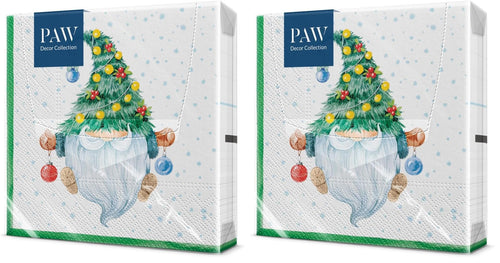 PAW Servietten 33 x 33 cm, 20 Stück - Weihnachtsschneeflocken Hellrot