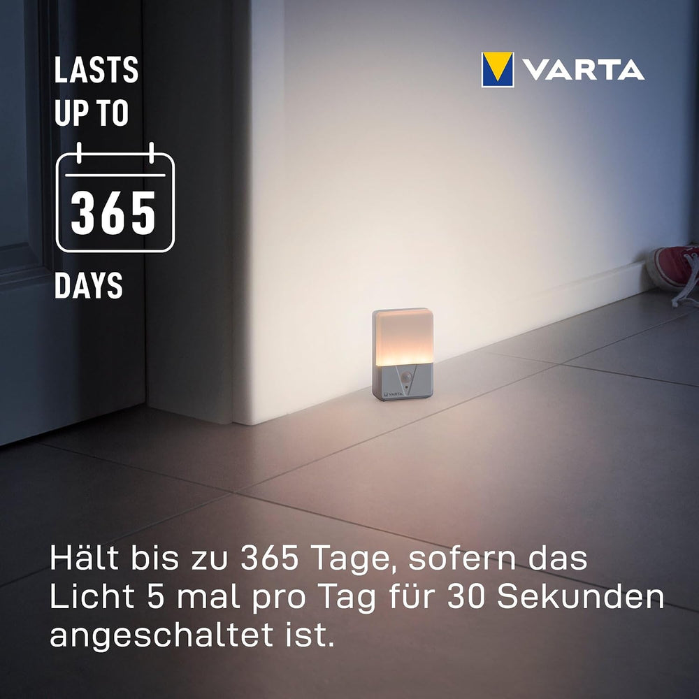 VARTA Nachtlicht mit Bewegungssensor LED inkl. 3x AAA Batterien, Motion Sensor Night Light, einfache Installation: Schraube, Magnet oder 3M-Klebeband, automatische Abschaltung