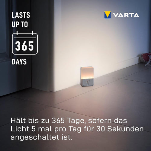 VARTA Nachtlicht mit Bewegungssensor LED inkl. 3x AAA Batterien, Motion Sensor Night Light, einfache Installation: Schraube, Magnet oder 3M-Klebeband, automatische Abschaltung