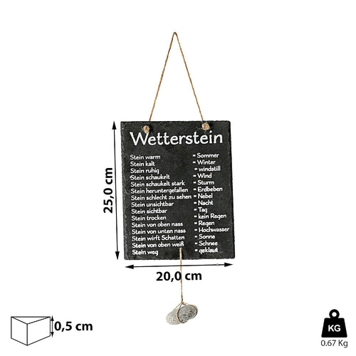 Cepewa Wetterstation, Stein auf Schiefertafel, Wettertafel, Schild, 20 x 25 cm