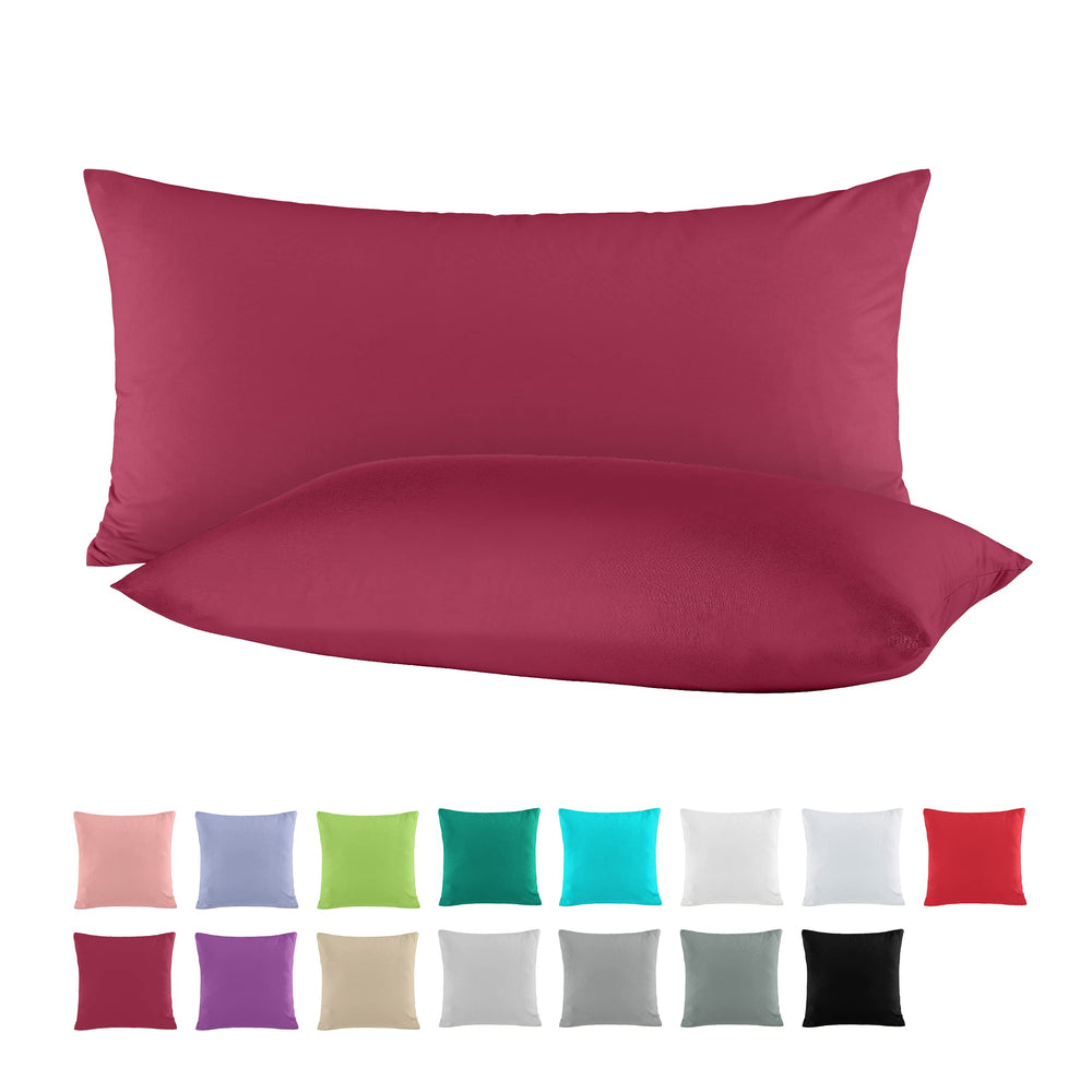BaSaTex Baumwolle Renforcé Kissenbezug, 2er Pack, 40x40 cm, Bordeaux
