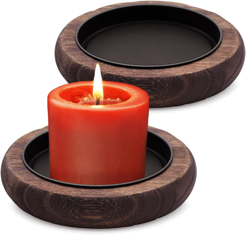 2 Stück Kerzenteller Kerzenständer Holz Kerzen Tablett Kerzentablett