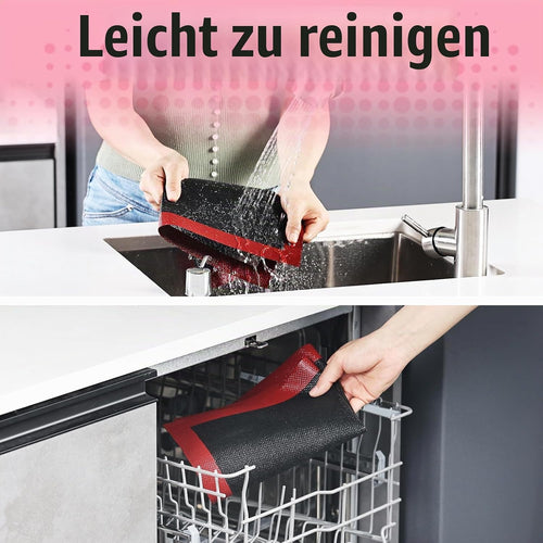KitchenRaku Rechteckig Backmatte aus Silikon,Antihaftbeschichtung Silikon Backmatte Dauerbackfolie Wiederverwendbar Backfolie Silikonmatte BPA frei (Brillantes Schwarze 1PCS, 30x40cm)