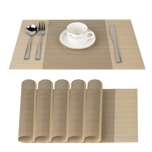 Platzdeckchen Rutschfest Abwaschbar Tischmatten aus PVC Abgrifffeste Hitzebeständig Tischsets Schmutzabweisend, 6er Set Platzsets, 30x45cm, Braun