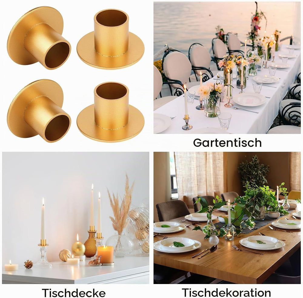 4Pcs Kerzenständer, Gold Kerzenhalter Stabkerzen,Metall Candles Holders