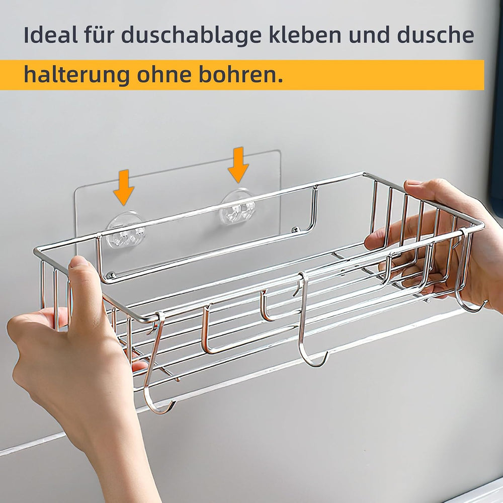 Dreamark Dusch-Klebehaken Ohne Bohren, 12 Stück Starke Transparente Klebehaken Wasserdicht für Duschregal, Seifenhalter, Badregal & Eckregal in der Küche- Keine Löcher für Küche & Bad