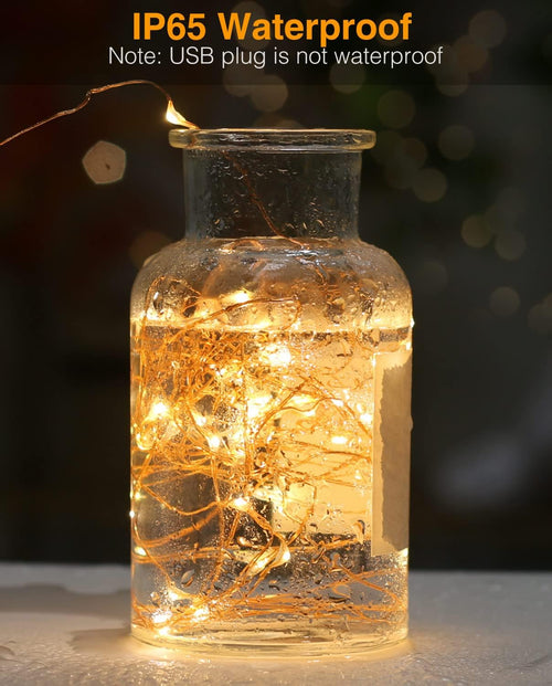 litogo Led Lichterkette mit USB, 5M 50 LED Lichterkette Innen mit Stecker, Wasserdicht Micro Lichterketten Außen für Party, Garten, Hochzeit, Weihnachten, Zimmer Deko, Warmweiß
