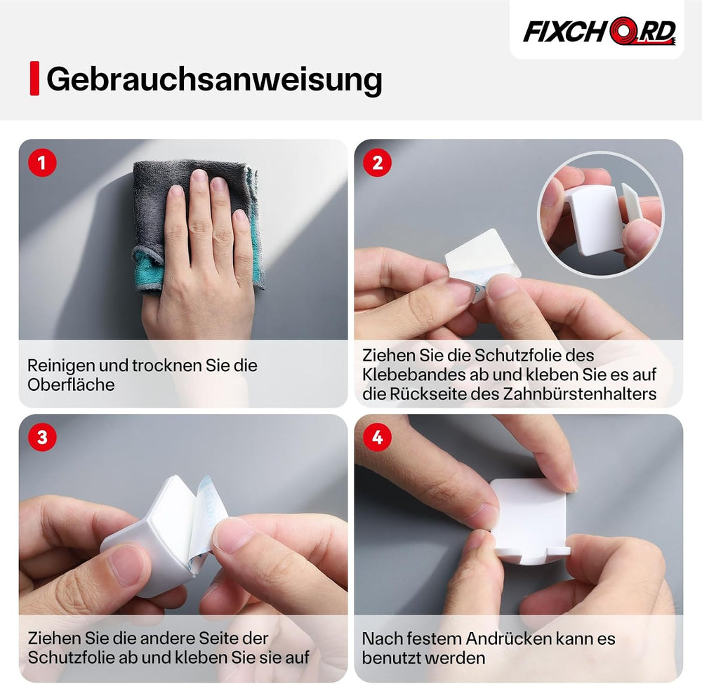 4 Pack Elektrische Zahnbürste Halterung, Selbstklebende elektrische zahnbürste Halter für die Wandmontage, Zahnbürstenhalter für die Aufbewahrung im Badezimmer, weiß