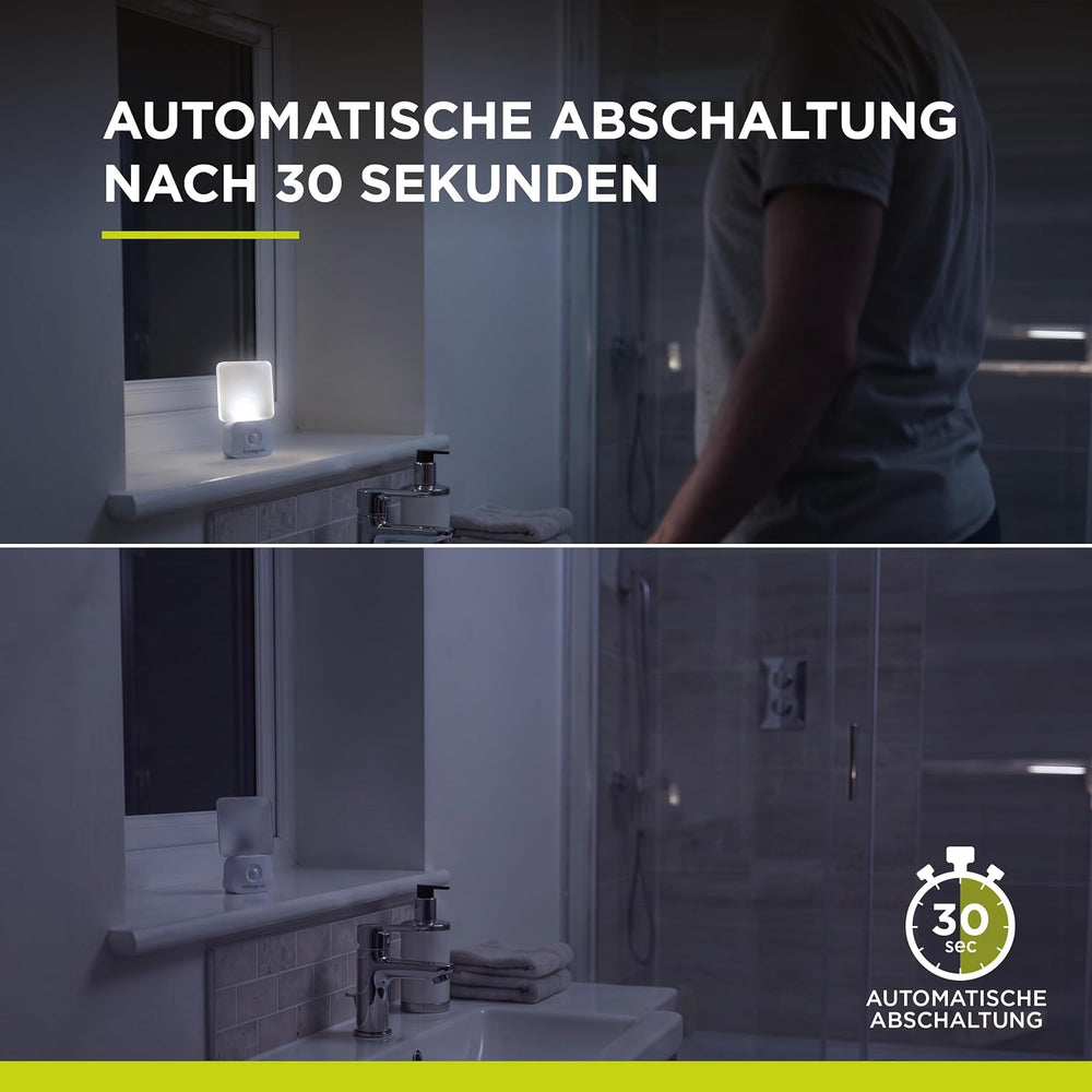 Integral LED Nachtlicht mit Bewegungssensor | Batteriebetrieben | Automatisches Ein-/Ausschalten | Weiches Licht | Wandmontage möglich | Transparent | Für Schlafzimmer, Flure, Treppen, Kinderzimmer