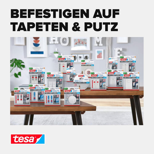 tesa Klebenagel für Tapete & Putz, verstellbar - 4 Nägel inkl. tesa Strips