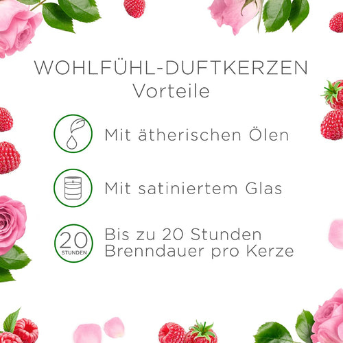 Air Wick Wohlfühl-Duftkerze DUO im Glas – Duft: Raspberry Rose Splash – Enthält natürliche ätherische Öle – Duftkerzenset mit je 2 Kerzen