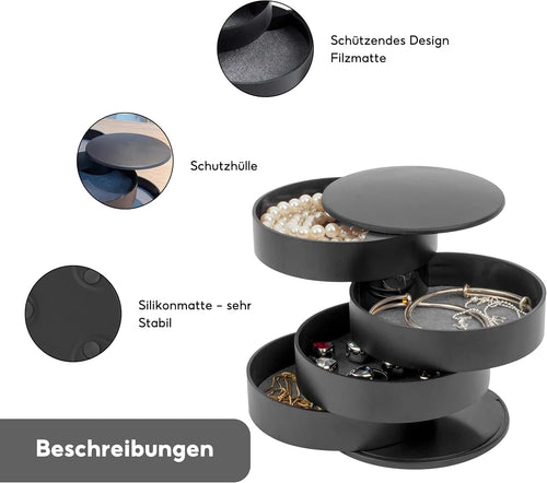 Runde Form SchmuckkäStchen, 4 Ebenen Drehbar Schmuckschatull, 10×10cm