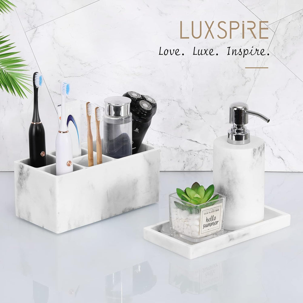 Luxspire Badezimmerablage für die Arbeitsplatte, Mini, Marmorweiß