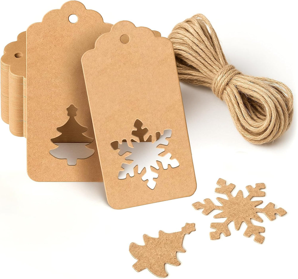 Geschenkanhänger, 50 Stück, blanko, braun, Papieranhänger mit Schnur, 5 x 9,3 cm, für Weihnachten, Hochzeit, Geburtstag, Kraftpapier, Farbe