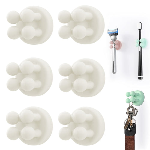 Zayin Silicone Toothbrush Zahnbürstenhalter Rasiererhalter Multifunktions-Haken Wasserdicht Selbstklebend Zahnbürstenhaken Stopfenhalter (4 Stück Schwarz, Weiß, Rosa, Grün)