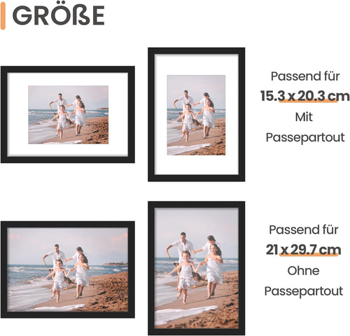 upsimples 3 Pack Bilderrahmen A4, Bilderrahmen Kinderzeichnungen A4，Picture Frame Schwarz für Fotos, Bilder, Poster