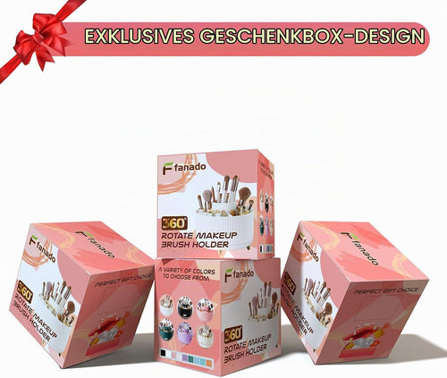 fanado 360 ° drehbarer Make-up-Organizer, Make-up-Pinselhalter, 5 Fächer für Make-up und Hautpflege-Aufbewahrung für Schminktisch, Desktop, Badezimmer (weiß)