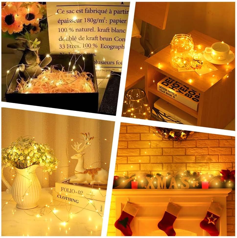 Vicloon LED Lichterkette USB, 2 Stück DIY kleine Lichterketten mit Fernbedienung,10m 100LED 8 Modi und Timer,LED Mini Lichterkette für Weihnachten, Schlafzimmer, Party,Hochzeit,Garten