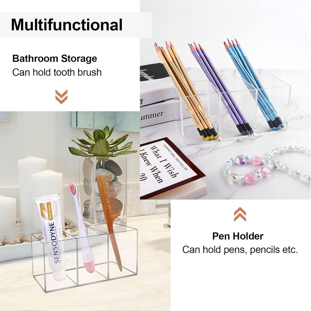 Acrylic Pinselhalter, 3 Fächer Make Up Organizer, Schminktisch Organizer