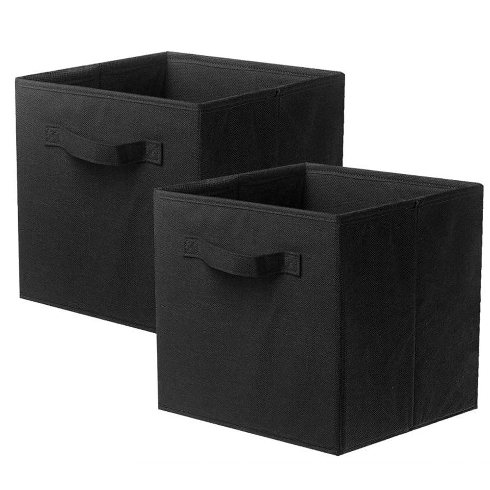 Aufbewahrungsbox aus Stoff, Faltbar Aufbewahrungswürfel Aufbewahrung Box in Würfelform mit Griff, Ordnungssystem Korb für Schrank Regal Spind, 28 X 28 X 28 cm (Schwarz 1)