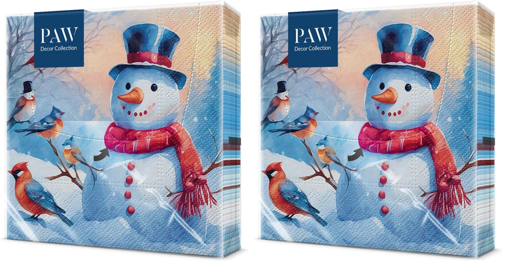 PAW Servietten 33 x 33 cm, 20 Stück - Weihnachtsschneeflocken Hellrot