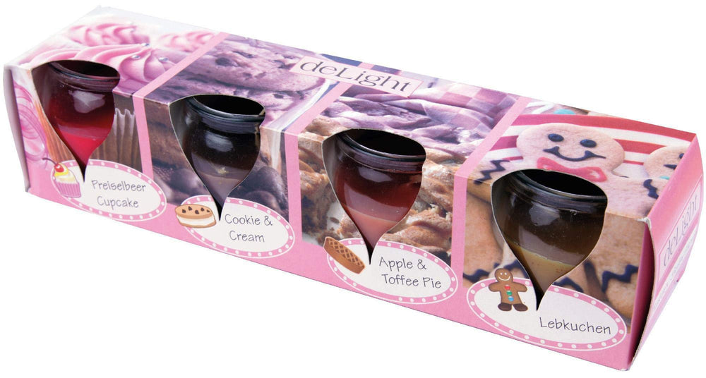 Duftkerzen im Glas, 4 Stück, süß & winterlich, für Weihnachten