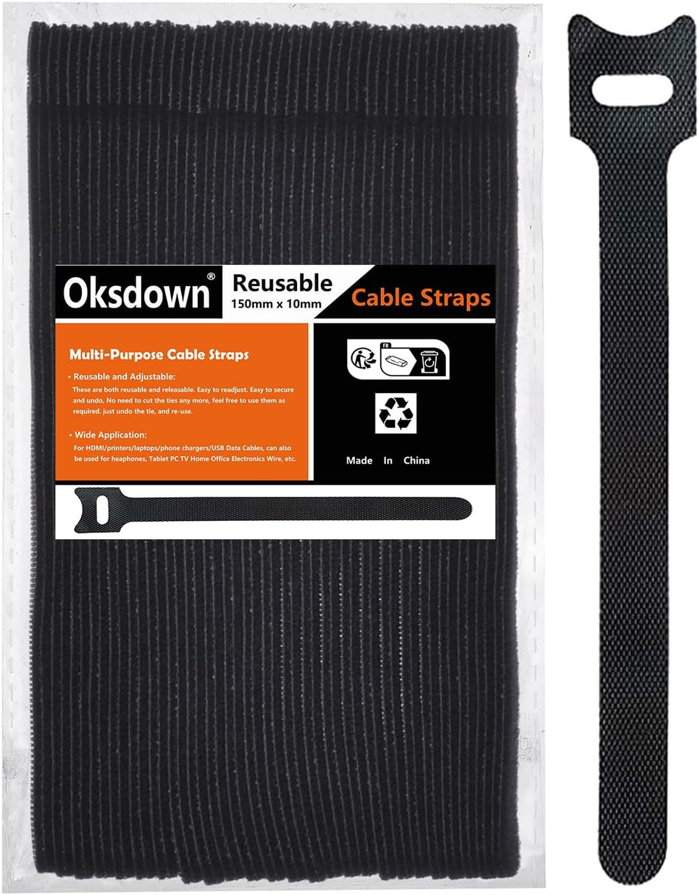 Klett Kabelbinder Wiederverwendbare Schwarz 50 Stück Klettband Klettkabelbinder Kabel Klettband Kabelklett Klettbinder Verstellbare Wiederverschließbar Kabelklettbänder