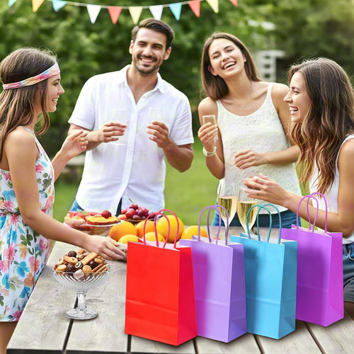 Flintronic Papiertüten aus Kraftpapier, 10 Stück mit Henkel, Geschenkverpackung, Tüten Eschenktüten, Gastgeschenke Tüten, Mitgebseltüten, Geschenktüten Set - Mehrere Farben(15 * 8 * 21CM)