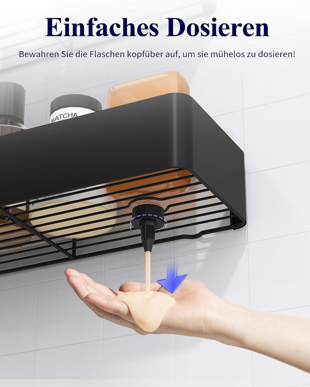 Kitsure Duschablage ohne Bohren, Badezimmer organizer, Large, Schwarz
