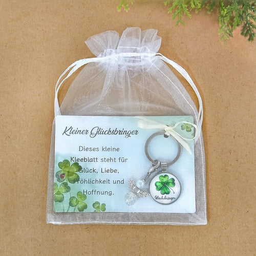Kleeblatt Schlüsselbringer Glücksbringer Prüfung, Viel Glück Geschenke zur Weihnachten, Kleinigkeiten für Adventskalender Füllung, Silvester Glücksbringer, Kleine Geschenke für Freunde Kollegen Kinder