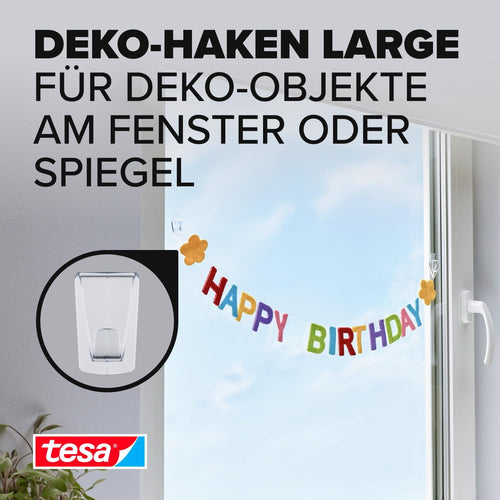 tesa Deko Haken für transparente Oberflächen und Glas - 1 x 2 Haken