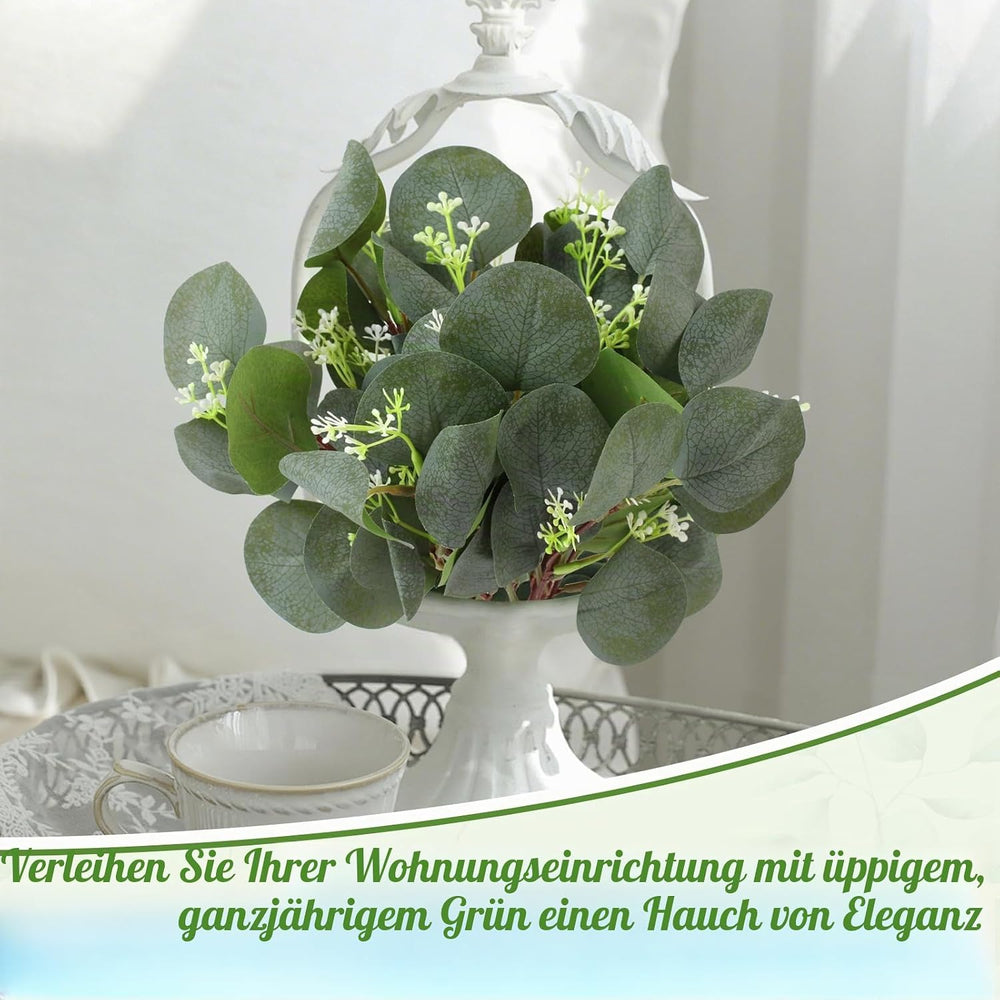 12 Stück Künstliche Eukalyptus Pflanzen mit Beeren & Blütenständen