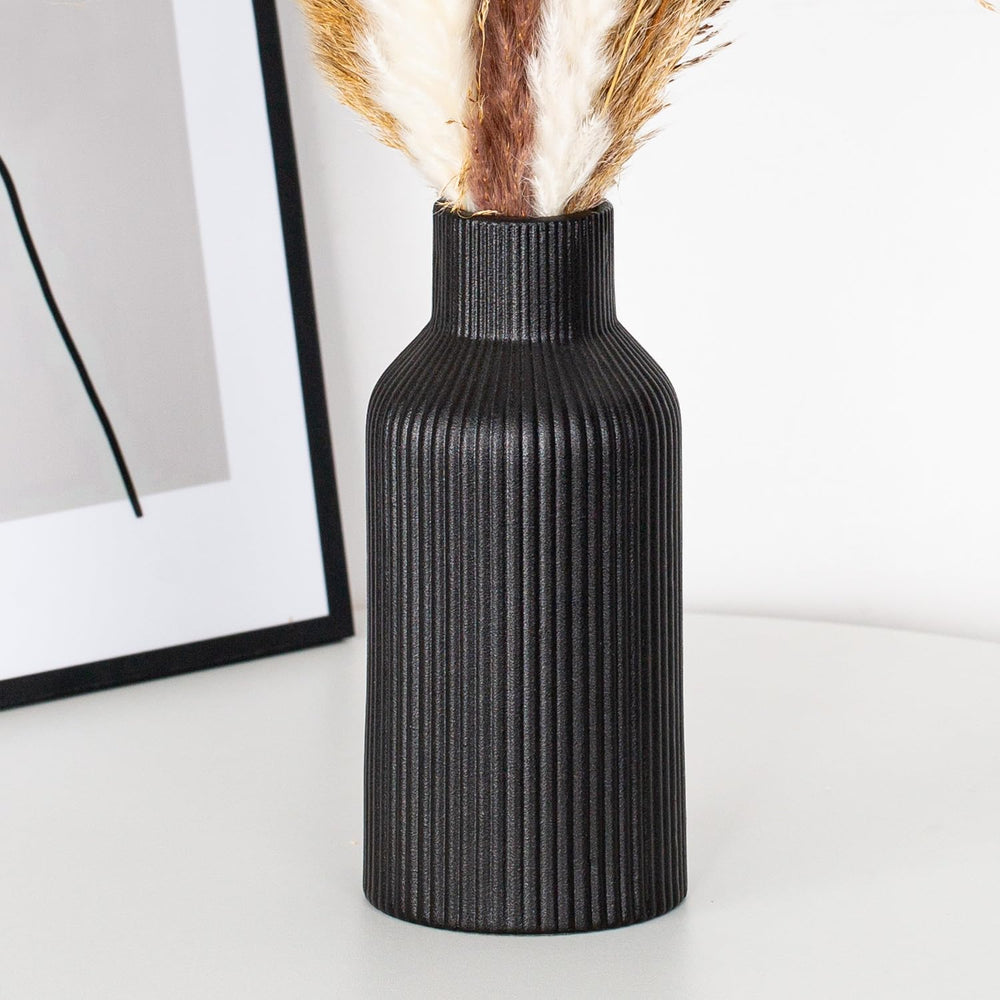 Vase für Pampasgras，20cm Keramik Vase Weiß Matt Rund Modern Design, Boho Style for deko Aesthetic, Blumenvase für Wohnzimmer, Schlafzimmer Dekoration, Einfach Nordic Stil(Weiß)