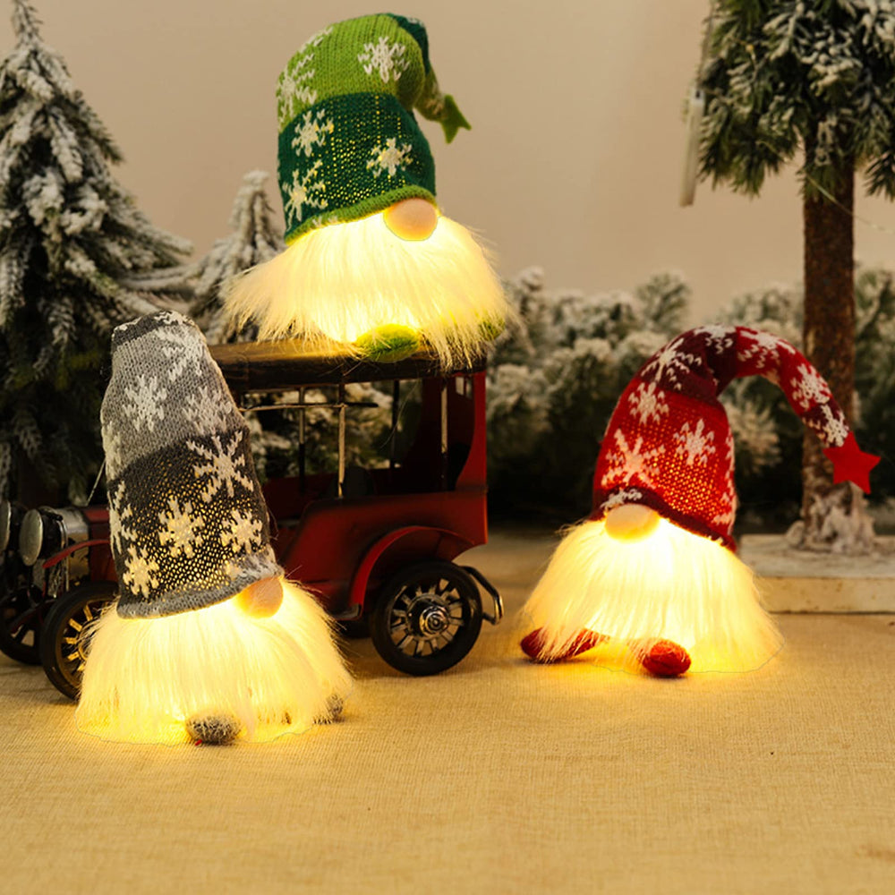 3 Stück Weihnachtsdeko Innen Wichtel,Weihnachtswichtel mit LED für Tisch