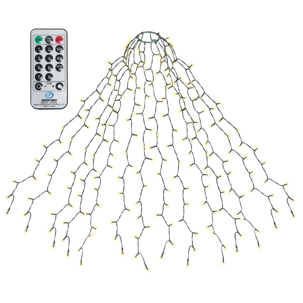 SALCAR Weihnachtsbaum Lichterkette 1,5m 200er LED mit 8 Girlanden, Warmweiß