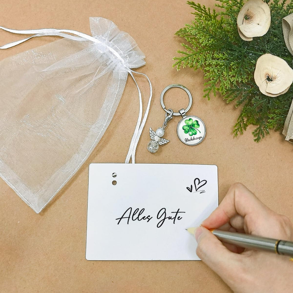 Kleeblatt Schlüsselbringer Glücksbringer Prüfung, Viel Glück Geschenke zur Weihnachten, Kleinigkeiten für Adventskalender Füllung, Silvester Glücksbringer, Kleine Geschenke für Freunde Kollegen Kinder