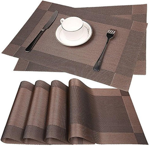 Tischsets abwaschbar, rutschfest, 6er Set, braun