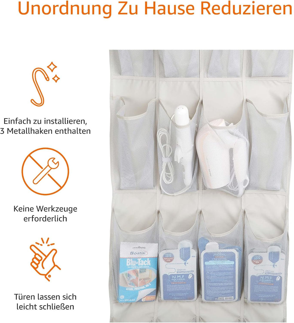 Amazon Basics Organizer für Schuhe, Medium, Beige/Hellgrau