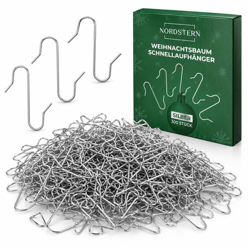 Nordstern Schnellaufhänger für Weihnachtsbaumschmuck 150er Pack, Silber