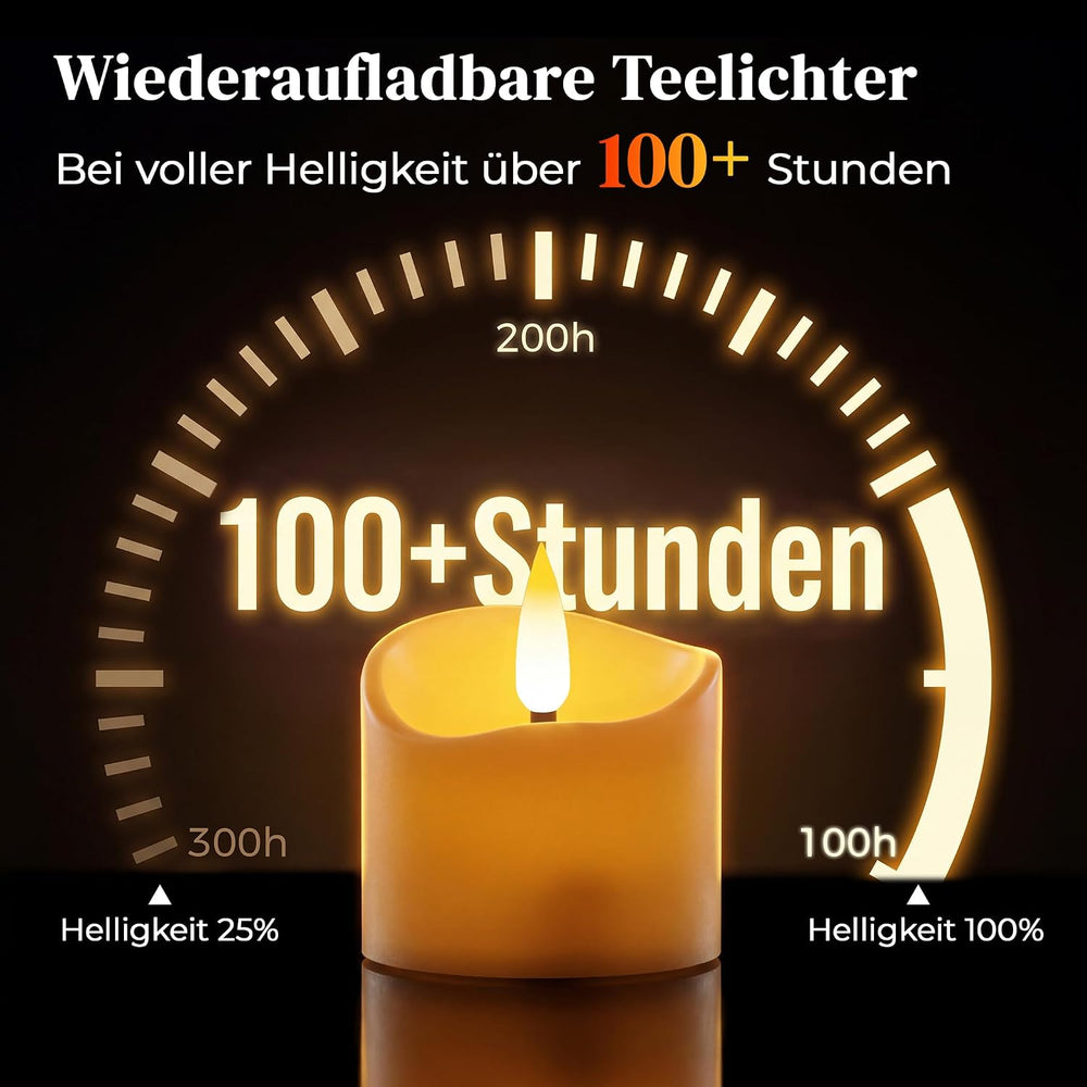 daphomeu Wiederaufladbare LED Teelichter mit Timerfunktion 6 Stück