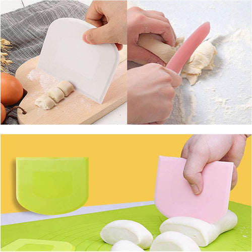 Teigschaber Teigschaberkarte Silikon,Dough Scraper card Spatelset für Kuchen, Pizza, Brotschneiden, Küchenbedarf für Brot Backen Kuchen Enthusiasten Anfänger Profi Bäcker (Weiß+Grün)
