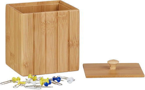 Bambus Aufbewahrungsbox mit Deckel, 10 x 10 cm