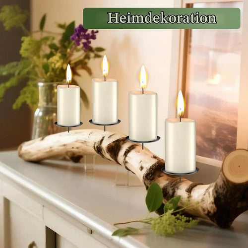 Adventskranz Kerzenhalter 6cm: 4 Stück Advents Kerzenständer für Stumpenkerzen | Metall Adventskerzenhalter mit Dorn | Weihnachtskranz Deko | Schwarz