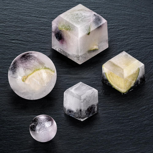 Blumtal Eiswürfelformen Silikon 2x24er - Eiswürfelform - Silikon Eiswürfelform für Eiswürfel 2,6 cm - 2 x Eiswürfelformen in M - BPA freier Ice Cube Maker 2x - Black Blue und Spicy Mustard