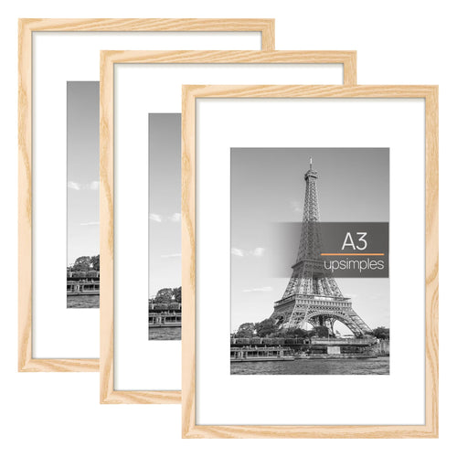 upsimples 3 Pack Bilderrahmen A4, Bilderrahmen Kinderzeichnungen A4，Picture Frame Schwarz für Fotos, Bilder, Poster