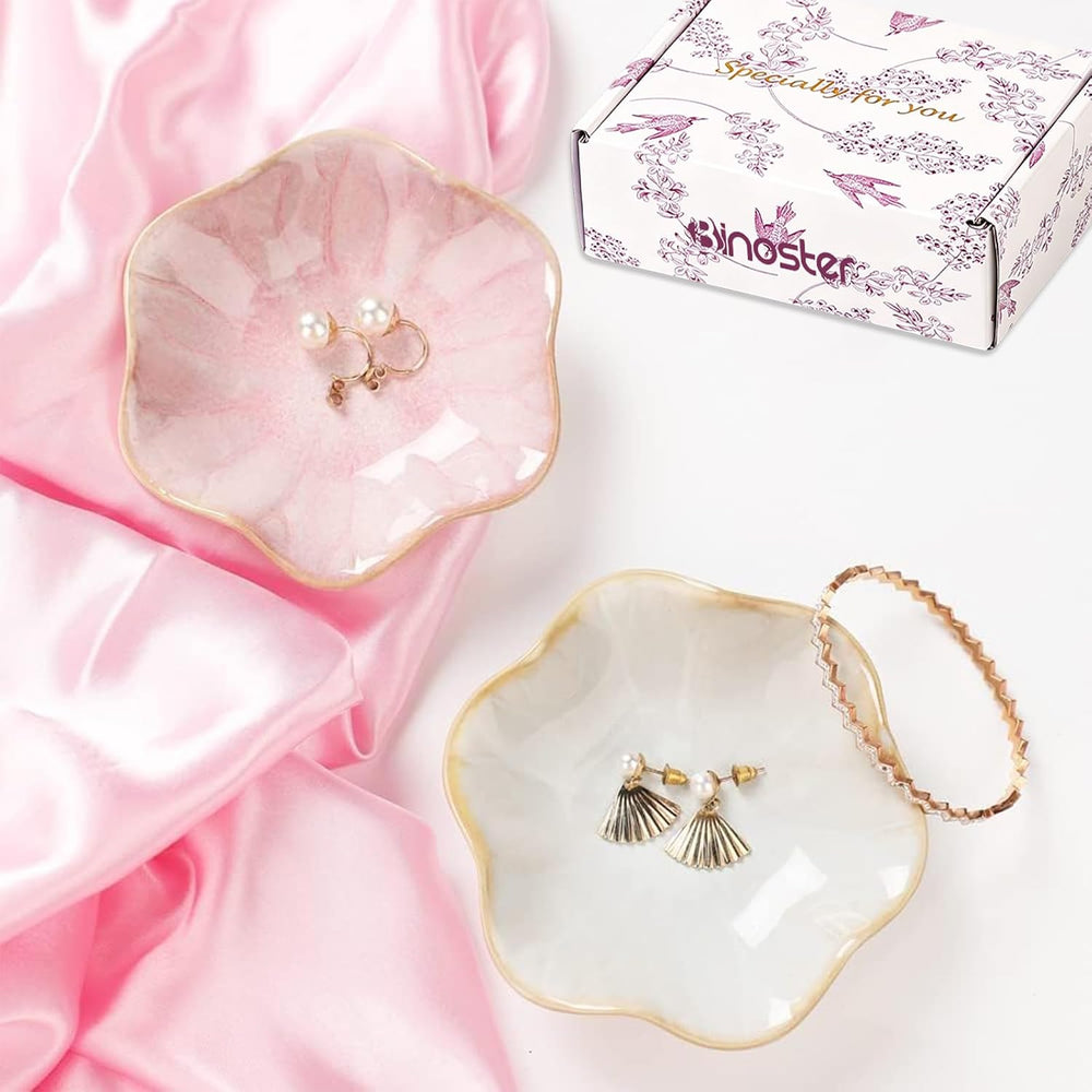 Binoster Keramik Schmuckschale,zimmer deko aesthetic room decor,Schlüsselablage,kleiner Ringhalter,Schmuckteller,Schmucktablett,Auffangschale,dekoration aesthetic,Nachttisch-Dekoration (Rosa)