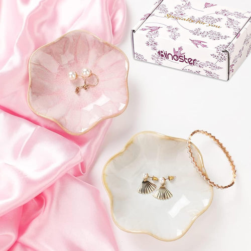 Binoster Keramik Schmuckschale,zimmer deko aesthetic room decor,Schlüsselablage,kleiner Ringhalter,Schmuckteller,Schmucktablett,Auffangschale,dekoration aesthetic,Nachttisch-Dekoration (Rosa)
